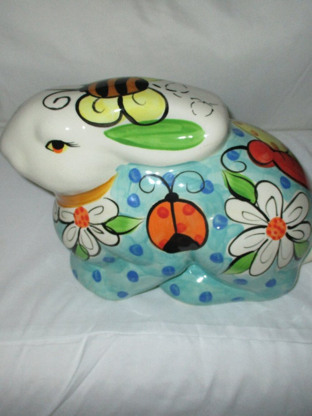 Vicki Carroll Pottery Hand Painted Large Bunny Rabbit